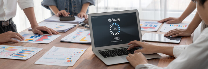 Fototapete - Software update on computer for brisk version of device software upgrade
