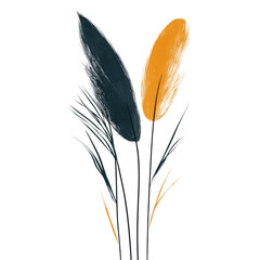 Poster - Elegant composition featuring stylized feather-like shapes in contrasting colors on a clean backdrop