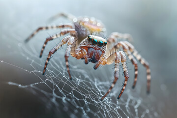 close-up of a spider on its intricate web generative ai