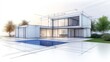 © Adex - Modern house architectural design draft and pool