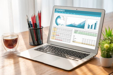 Wall Mural - spreadsheet document information financial startup concept. data and graphs in spreadsheet documents