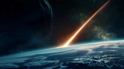 Wall Mural - asteroid flying to earth in space