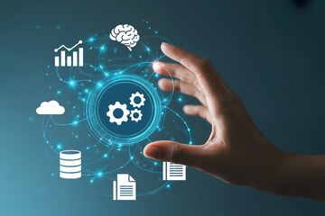 business concept of automation software technology process system advanced communication