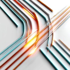 Poster - Abstract Convergence: Glowing Lines Intersecting on a Bright Surface, Creating a Dynamic Visual Effect