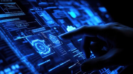 Businessman hand working with a Cloud Computing diagram on the new computer interface as concept illustration