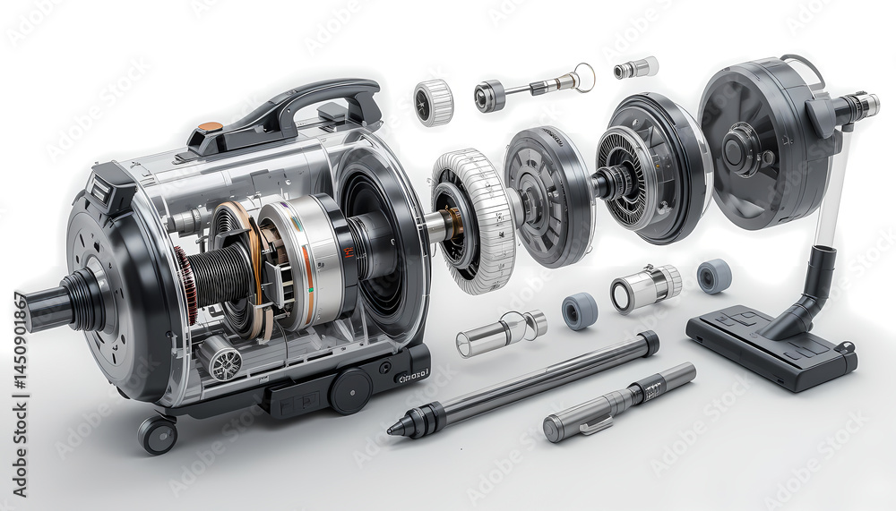 Exploded View: Internal Components of a Mechanical Unit Stock Photo ...