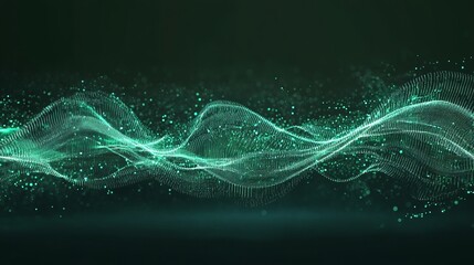 Glowing binary code streams across a dark green backdrop, representing futuristic data science and cybersecurity.  Abstract digital lines illuminate the scene.
 