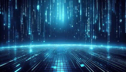 abstract falling digits digital code rain in a matrix inspired futuristic style blue futuristic cybe