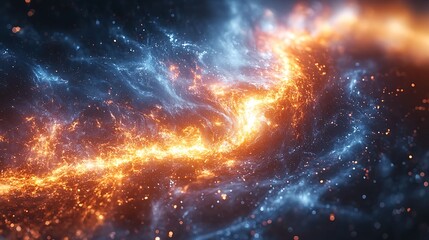 fiery, swirling cosmic nebula