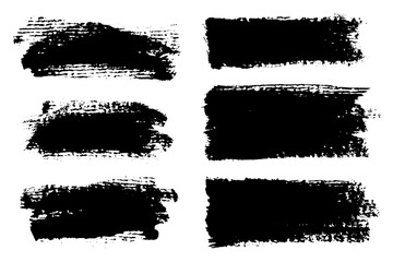 Fototapete - Vector brush stroke textures of different shapes. Paint text boxes and paintbrush collection. Grunge banners for authentic design vibe. Painted backgrounds
