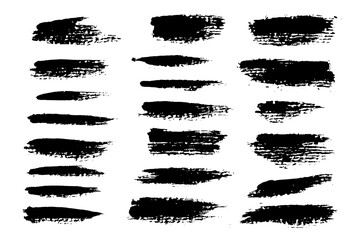 Aufkleber - Vector brush stroke textures of different shapes. Paint text boxes and paintbrush collection. Grunge banners for authentic design vibe. Painted backgrounds