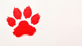 Bold red paw print on clean canvas, artistic expression