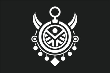 Aufkleber - Bold vector illustration featuring intricate geometric patterns and shapes with rich colors, ideal for cultural or artistic designs reflecting creativity and tradition
