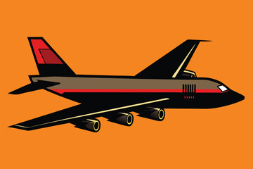 Poster - Vector illustration of an airplane in a bold color scheme, capturing flight, adventure, and travel in a dynamic and modern style