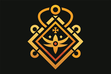 Aufkleber - Bold vector illustration featuring intricate geometric patterns and shapes with rich colors, ideal for cultural or artistic designs reflecting creativity and tradition