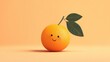© sumbayana - Smiling Orange with Leaves on Peach Background - Happy Fruit Concept
