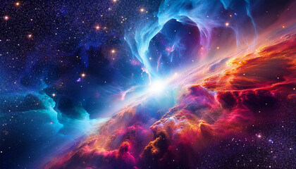 beautiful supernova nebula in a fantasy galaxy with vibrant colors and sparkling stars mystical cosm