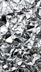 Fototapete - Abstract Metallic Texture, Aluminum Foil Detail. Shiny Surface With Crinkles And Folds, Silver Material. Close-up Reveals Light And Shadow. Reflective Background, Interesting Visual.