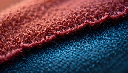 Aufkleber - Unraveling Thread Close-up Shows Textile Detail, A Single Strand Coming Loose. Fabric Texture Is Visible And Intricate. Material Structure Shows Signs Of Wear. Fibers Are Delicate.