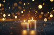 © Kunut - Softly glowing tealight candles illuminate dark background, creating warm and inviting atmosphere with shimmering bokeh lights