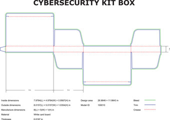  Cybersecurity Kit Box Flat Die Cut Template Vector For Packaging Design