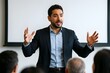 © eunyoung - Business Pitch: Hispanic Man Speaking to Corporate Audience