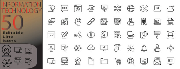 information technology icons set cannot be edited already expanded and merged