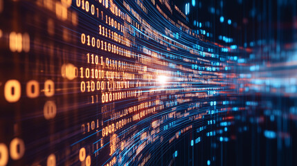 Wall Mural - digital data stream: abstract view of a data stream, a digital river of information, flowing rapidly