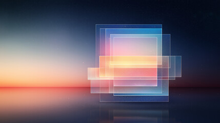 Wall Mural - abstract geometric transparency: transparent layered geometric shapes float gracefully in a gradient