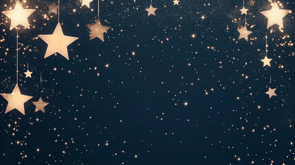 Wall Mural - celestial symphony: a captivating scene of twinkling stars against a backdrop of deep blue, with som
