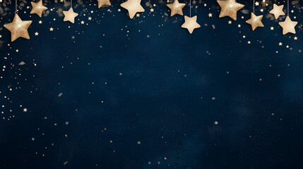 Wall Mural - golden stars sparkling backdrop: elegant stars twinkle and cascade against a dark blue backdrop, cre