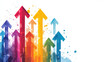 © jainul - colorful minimalist illustration of arrows pointing upward, symbolizing growth and progress in business or personal life, set against a white background with a copy space area for text