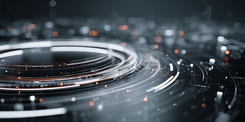 Fototapete - Abstract technological background with circular frame and digital elements for innovation, design, and creative projects in modern style