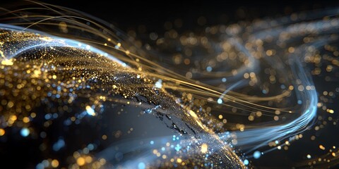 Aufkleber - Abstract Representation of Earth with Glowing Data Streams and Light Trails in a Cosmic Setting Conveying Technology and Connectivity