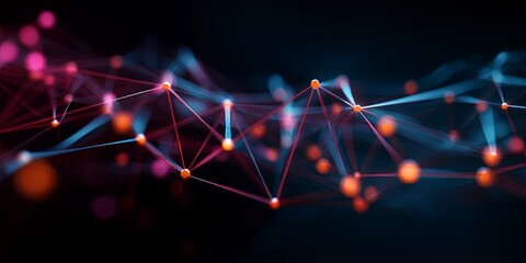 Leinwandbilder - Abstract Network Connections with Colorful Nodes Illustrating Modern Data Communication and Interconnectivity Concepts in a Minimalistic Style