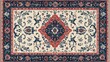 © lipur - Intricate floral rug design with rich navy and coral color palette