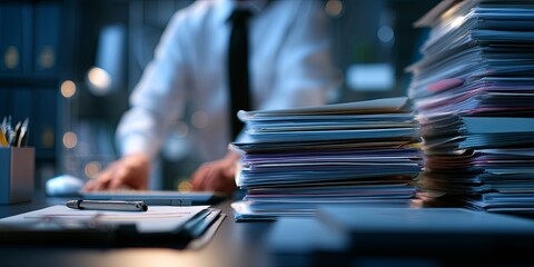 Poster - Business Professional Organizing Documents and Digitizing Data with Innovative Technology in Modern Office Environment