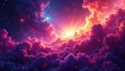 Wall Mural - abstract swirling nebula, vibrant cosmic dust, illustration, design, hypnotic