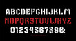 © neuevector - Stencil-plate sans serif font in the military style. Letters and numbers with rough texture for logo and emblem design. Color print on black background