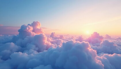 Wall Mural - Subtle gradient sky, clouds merging seamlessly , peaceful, graphic design, repeatable