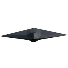 Poster - Stealth drone with a flat, triangular body and dark matte finish, hovering in a surveillance pose on white.
