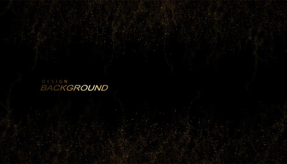 Wall Mural - Isolated border made of gold mosaic on black background, design component.