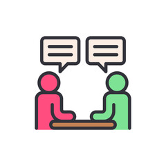 Wall Mural - Discussion colored icons, minimalist vector illustration ,simple transparent graphic element .Isolated on white background