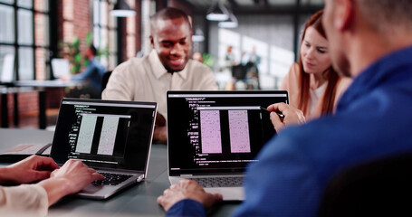Fototapete - Collaborative Coding Session In Tech Startup
