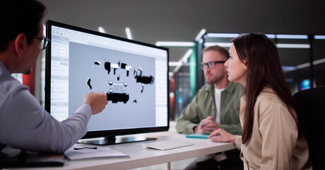 Wall Mural - innovative automotive engineers develop electric vehicle technology
