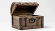 © Yeager arts - An antique wooden treasure chest awaits its lid open revealing an empty space full of potential rich dark wood metal