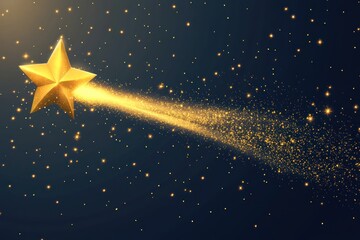 shooting star in night sky, isolated on transparent background