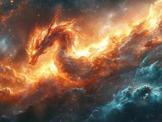 Wall Mural - luminous cosmic dragon nebula swirling through the galaxy