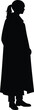 © SrDesgin  - Silhouette illustration of a person wearing a long coat or cloak, with a ponytail, standing in a mysterious and confident pose