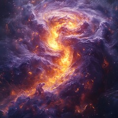 Wall Mural - mystical cosmic nebula with vibrant colors in space